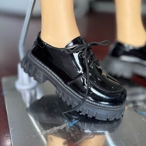 Women's Black Patent Leather Shoes size 37